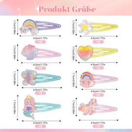 Pack of 16 Hair Clips Girls Glitter Hair Clips Children Multicoloured Unicorn Mermaid Butterfly Flowers Hearts Rainbow Hair Clips Cute Hair Accessories for Toddlers Children Girls Women