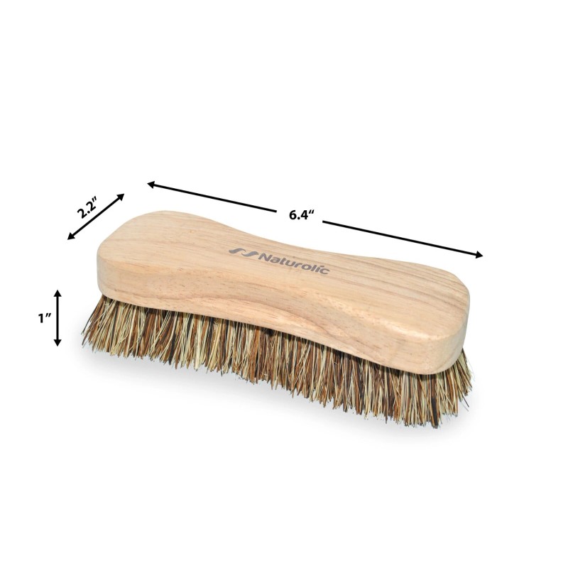 Naturolic All-Natural Wooden Scrub Brush Set | Palmyra Bristle Brush