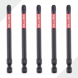 5X Bull Bits 90mm PZ3 Impact Driver Bits Set - Single Ended, Shock Zone, S2 Steel, Torsion Zone