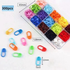 Lxtness Stitch Markers - 300 Pieces - Multicoloured Stitch Markers for Knitting & Crochet in Eye-catching Shades - Colourful Stitch Markers - Knitting Set Crochet & Knitting Accessories - With Storage