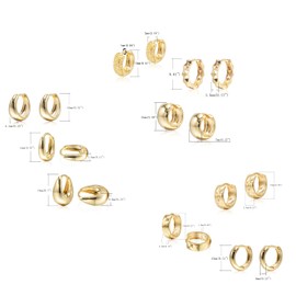 Krstudent 9 Pairs Gold Hoop Earrings Pack 18K Gold Plated Small Hypoallergenic Hoop Huggie Earrings Set for Women Girls