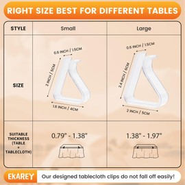 24 Pieces Clear Tablecloth Clips, Durable Plastic Table Cover Holders, Windproof Transparent Clamps for Securing Tablecloths Indoor Outdoor Party, Wedding, Christmas Event, Picnic, Camping (24, Small)