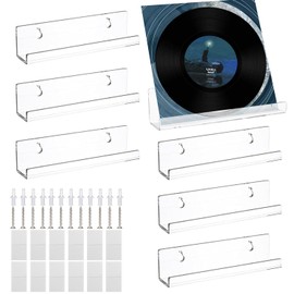 Ezydka Pack of 6 Vinyl Record Stands 10 x 3.5 x 3 cm Vinyl Record Wall Mount Vinyl Record Rack Acrylic Record Display Stand Vinyl Holder for Records Photo Album and Collectibles