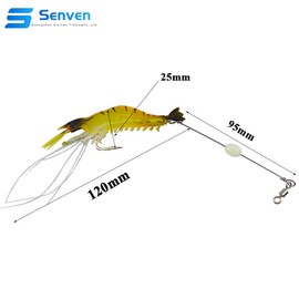 Senven Artificial Shrimp Bait, Fishing Lure, Fishing Lure Shape Luminous Bionic Shrimp for Outdoor Fishing, Soft Fishing Lure with Hook Fishing Hooks - 5 Pieces