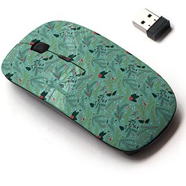 2.4G Wireless Mouse with Cute Pattern Design for All Laptops and Desktops with Nano Receiver - tileable Christmas Holiday Floral