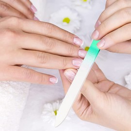 3pcs Crystal Glass Nail File with Case Glass Fingernail File Professional Manicure Tool Washable Reusable Double-Sided Etched Gentle Nail Care(B)