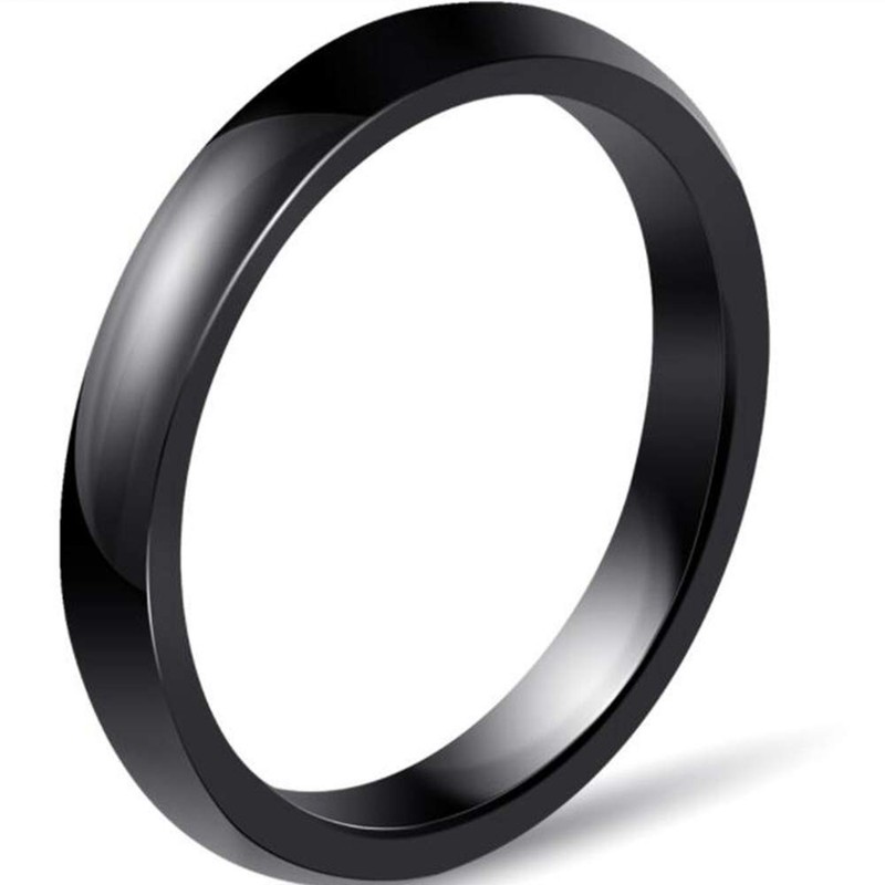 Two-Pack, 3mm Black White Polished Ceramic Wedding Band Stackable Ring