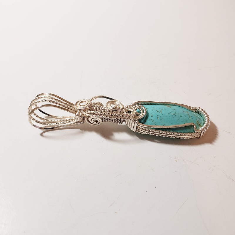 Handmade Kingman Turquoise Wire Wrapped Pendant