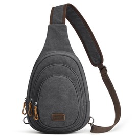 S-ZONE RFID Crossbody Sling Backpack Water Resistant Canvas Shoulder Chest Bag Men Women Unisex Medium