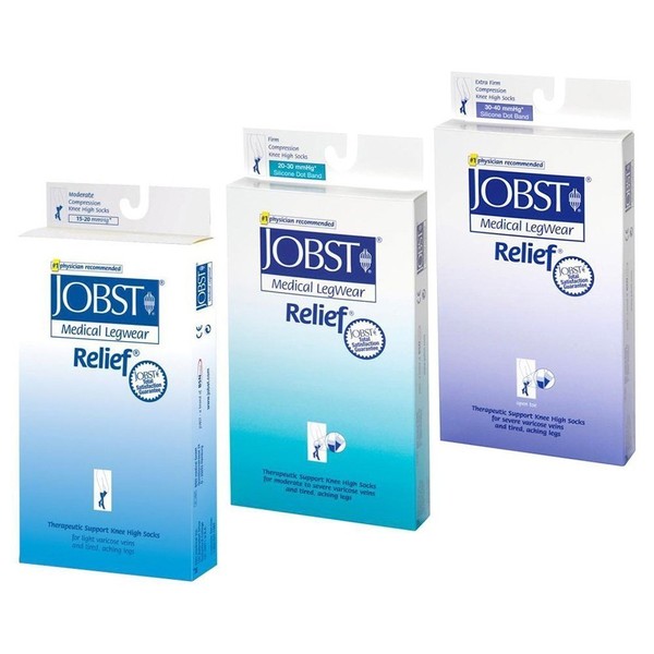 JOBST Relief Compression Support Chap Style 30-40mmHg Right Leg Open Toe, M, Beige