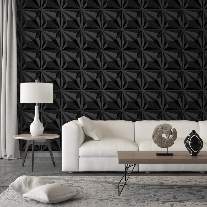 33-Pack 3D Wall Panels Black for Interior Wall Decor, Waterproof