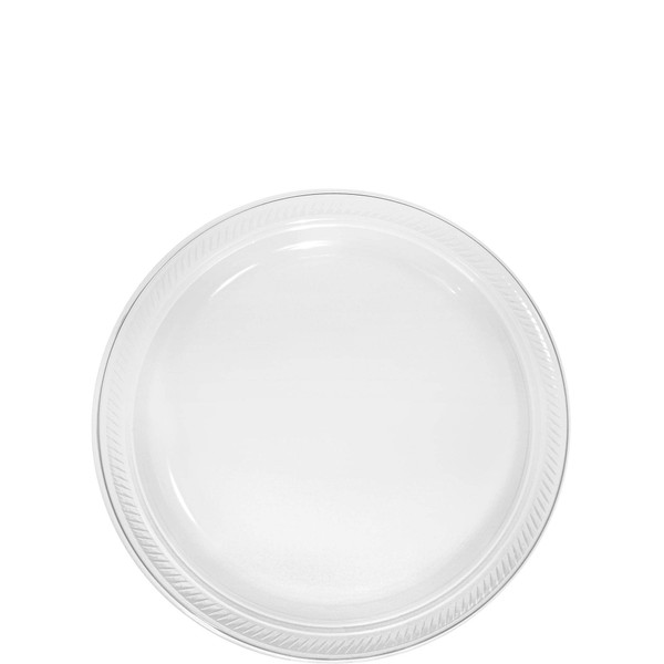 Amscan 630730.86 Disposable Big Party Pack Plastic Plates Party Supply, 7", 50ct, Clear