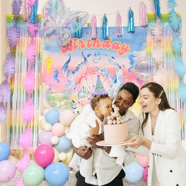 Fairy First Birthday Decorations Party Supplies,1st Birthday Decorations Girl ,Ocean Of Pink First Birthday Decorations For Girl,First Birthday Backdrop, High Chair Decorations, Crown