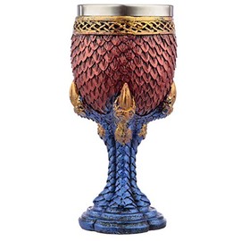 Puckator Decorative Scaled Dragon Claw Goblet I Dragon Themed - Home Decoration - Wine Goblet - Fantasy Decorative Home Accessories - Stainless Steel - Resin