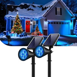 InnoGear Solar Lights Outdoor Waterproof Halloween Christmas Solar Garden Light for Outside Yard Landscape Lighting Pathway Spot Lights Spotlight Wall Light Auto On/Off, 2 Pack (Blue Light)