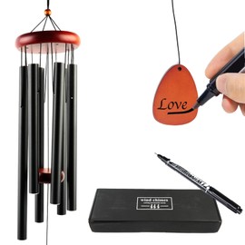 32Inch Large Aluminum Wind Chime Creates A Zen Atmosphere Suitable for Outdoor, Garden, and Courtyard Decoration. Classic Black Wind Chime, Suitable As A Gift for Both Men and Women (Black)