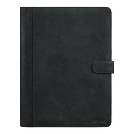 STILORD 'Lennon' Conference Folder Leather for 12.9 Inch iPads Document Folder DIN A4 Writing Case Vintage Genuine Leather, charcoal, Suitcase