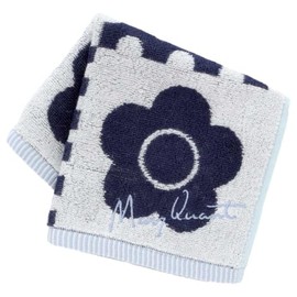 Marie Quant 001124-0002-03 Towel Handkerchief, Cool Touch Feeling, Dot & Border (Navy) Women's, Women's, Hand Towel, Approx. 9.8 inches (25 cm), multicolor