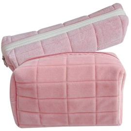 Beavorty Travel Makeup Bag Quilted Cosmetic Storage Bag Large Capacity Cosmetic Zipper