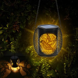 Solar Lights for Outdoors, Pack of 2 Solar Lights Hanging, Automatic On/Off, IP65 Waterproof Solar Lanterns for Outdoor, Patio, Balcony, Patio, Garden, Lawn Decoration (Hummingbird)