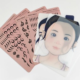 Anka Bella Reusable Face Paint Practice Board,7pcs Face Painting Practice Sheet with Various Patterns,Excersize Template A4 Size