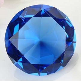 120mm Translucent Cobalt Blue Diamond Cut K9 Crystal Paperweight Decor