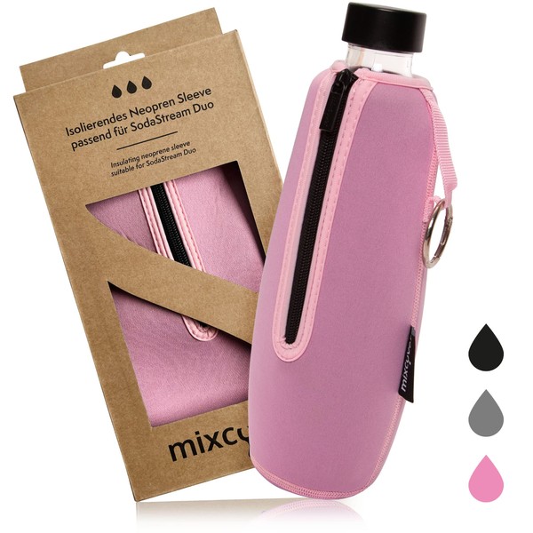 mixcover Insulated Bottle Protector Sleeve Compatible with SodaStream Crystal and Duo Glass Bottles Protective Cover for Bottles, Protection Against Breakage and Scratches, Pink