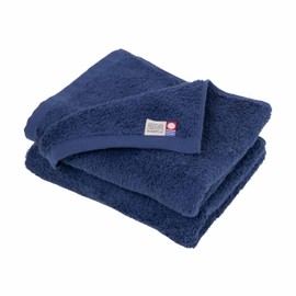 [aso] cy-mt275-f2-na Face Towel, Set of 2, Medium Thick, 13.4 x 32.3 inches (34 x 82 cm), 100% Cotton, Made in Japan, Everyone's Towel (Set of 2, Navy)
