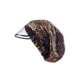 Hairbrella - Sombreros de lluvia 100% impermeables para mujer, sombreros forrados de satén, cobertura completa del cabello, accesorio de viaje plegable, Leopardo, Talla única