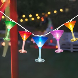 Pallerina 8.5Ft LED Cocktail String Lights with 10 3D Multicolor Cocktail Shaped Lights,Margarita Decorations Plug in Cocktail Lights for Bistro, Bar,Beach,Caping,Summer Hawaiian Party Decor
