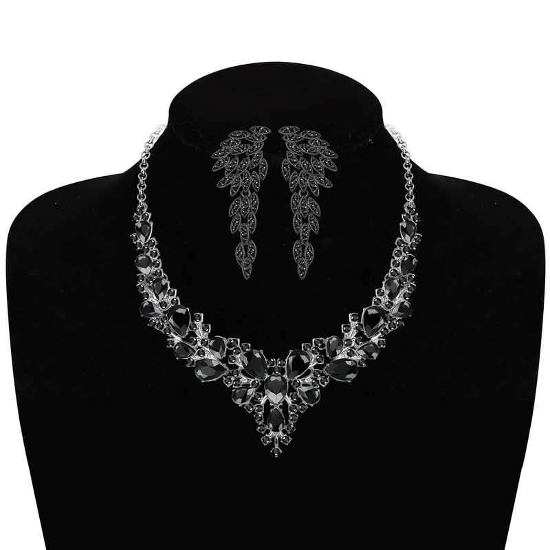 Drperfect Crystal Bridal Wedding Jewelry Set for Women Rhinestone Necklace