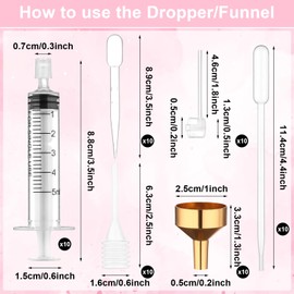 60 Pcs Perfume Refill Tool Kit Include 10 Funnels 10 Dispenser Pumps 10 Syringes 20 Droppers 10 Squeeze Droppers Plastic Perfume Dispenser Transfer Kit for Liquid Small Atomizer Bottle