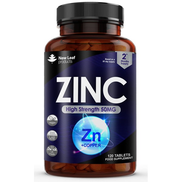 Zinc 50mg High Strength - Zinc Tablets with Copper, Pure