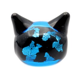Firefly Glass Cat Bead Parts, Cat Production, Grain Seller, Blue, Blue, Maneki Neko, Okinawa, Souvenir, Cute, Dragonfly Ball, 2 Tablets