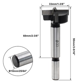 Litoexpe Forstner Drill Bit 33mm (1-5/16"), Tungsten Carbide Wood Forstner Bit Wood Hole Saw Auger Opener Woodworking Drilling Tool Wood Cutter