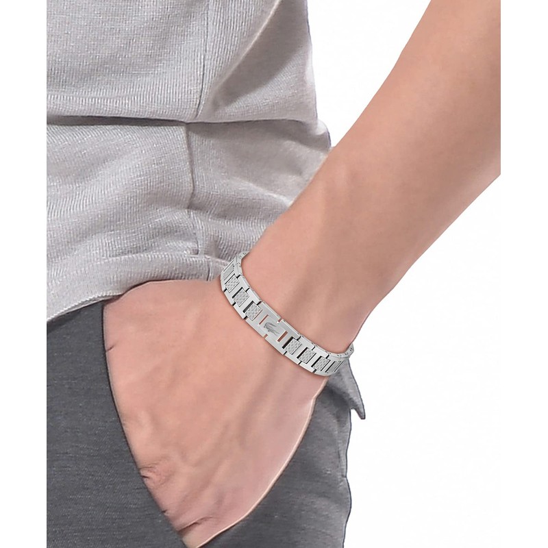 Lacoste Metropole Men’s Link Bracelet – Polished Stainless Steel –