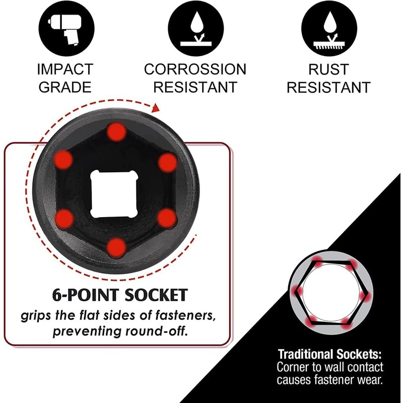 frperce 35pcs 1/2 Inch Drive Deep Impact Socket Tool Set