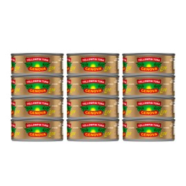 Genova Premium Lite Yellowfin Tuna in Water, Wild Caught, Solid Light, 5 oz. Can (Pack of 12)