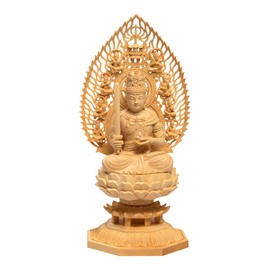 Traditional Sculpture Buddha Statue, Kuzo Bodhisattva, Buddhist Altar Statue, Figurine, Wooden Carving, Hideyokoro, Octagonal Base, Year of the Ox and Tiger Year, 12 Zodiac Amulet of Fortune, Prayer,