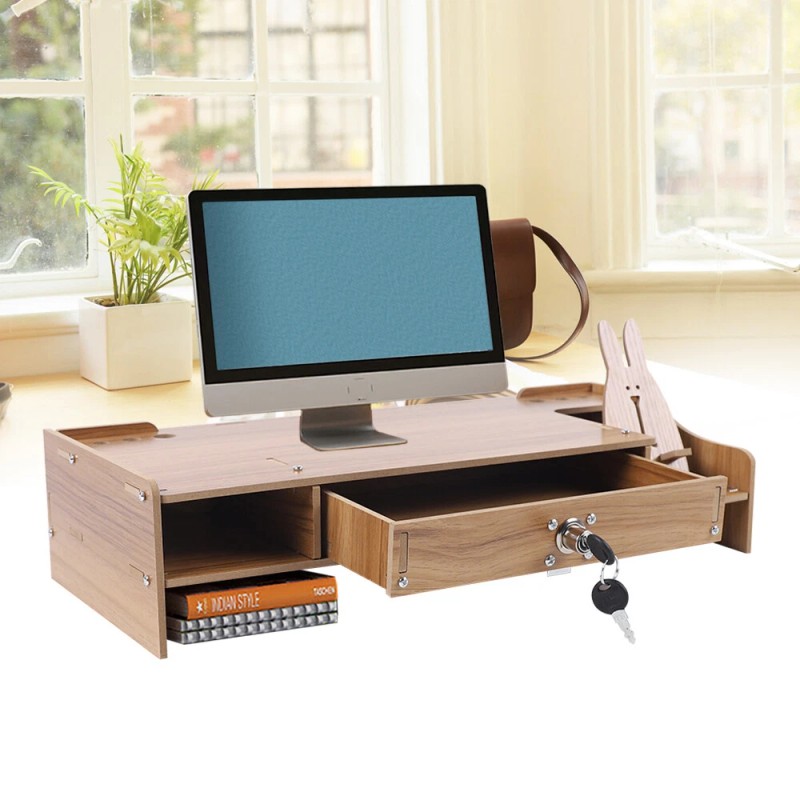 OUKANING（美国） Wood Monitor Riser with Drawer Computer/Lapto