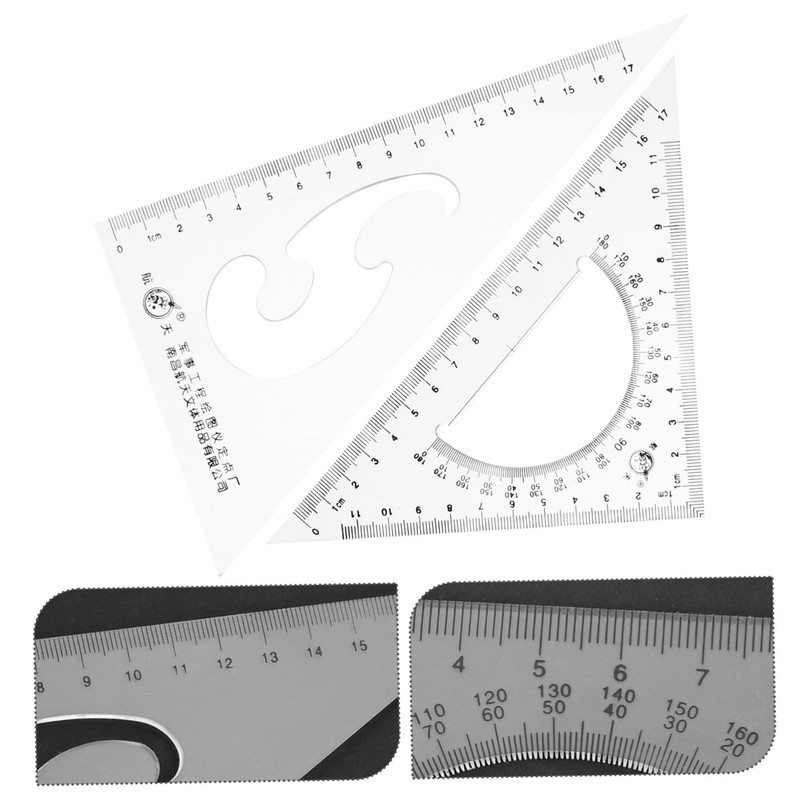 Operitacx 5sets Transparent Triangle Ruler Set for Students Multifunctional Measuring