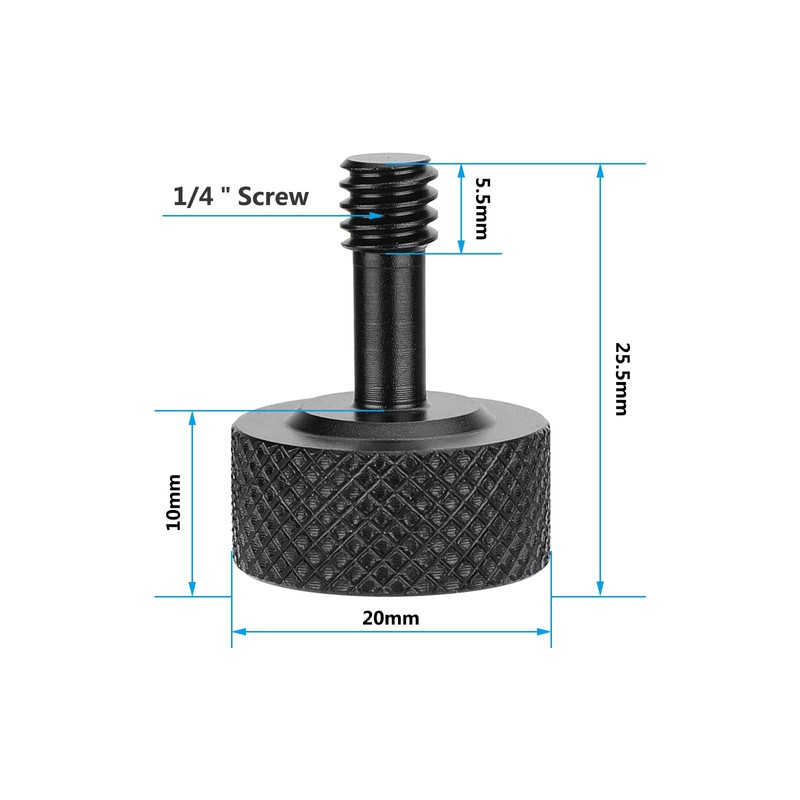 CAMVATE 3060 1/4"-20 Thread Thumb Screw Cup Head for DSLR