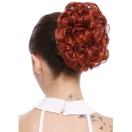 WIG ME UP - Q0147-350 Hairpiece Hairbun Bun Hairrose voluminous curled large clip/clamp Red