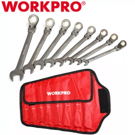 WORKPRO 8PCS Flex-Head Ratcheting Combination Wrench Set 9-17 mm 72-Teeth Metric