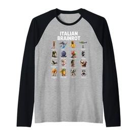 Italian Brainrot Viral Meme Collage Gen Z Raglan Baseball Tee