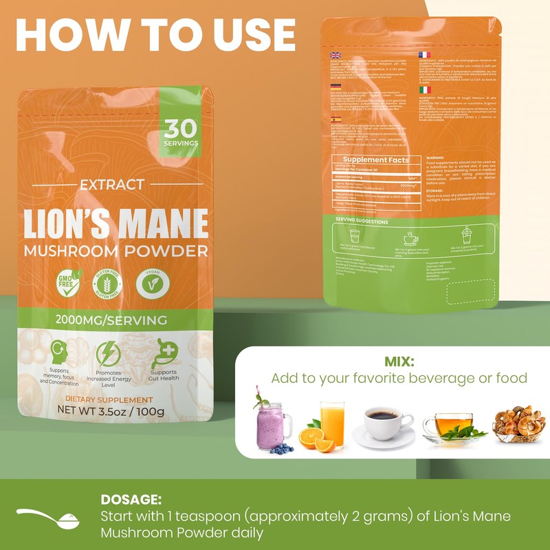 Lion's Mane Mushroom Powder – Premium Natural Supplement for Cognitive