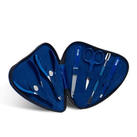 Gima - Podiatry Kit for Professional Pedicure and Manicure 6 Stainless Steel Tools Heart Shaped Case Blue Color