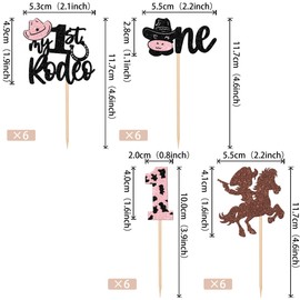 ZHUOWEISM 24 PCS Cowboy 1st Birthday Cupcake Toppers Glitter Hat Cowboy One My 1st Rodeo Cupcake Picks for Western Theme Baby Shower Kids 1st Birthday Party Supplies (Design 1 Pink)