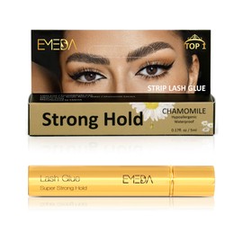 Lash Eyelash Glue Adhesive Waterproof - Chamomile Super Strong Hold Latex Free Hypoallergenic Formaldehyde-Free White Strip Eyelash Adhesive 5ml 0.17fl.oz Clear Lash Glue by EMEDA