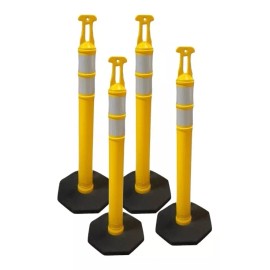 Grupo sancoys 4 Postes Delimitador Amarillo De Polipropileno 120 Cms
